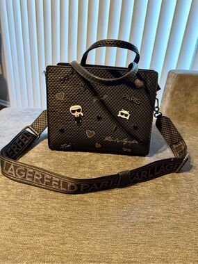 Karl Lagerfeld Black Embellished Crossbody Tote